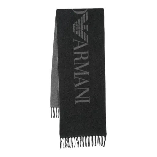 -EMPORIO ARMANI  Man Sciarpa Tinta Unita + Scritta 35×190 cm 625072 3F364 00321 Black