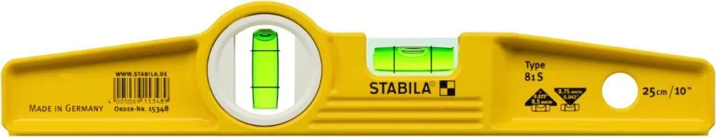 02500 - Livella STABILA con profilo a trapezio in alluminio pressofuso 25 cm, fiala orizzontale e verticale, modello 81 S Torped