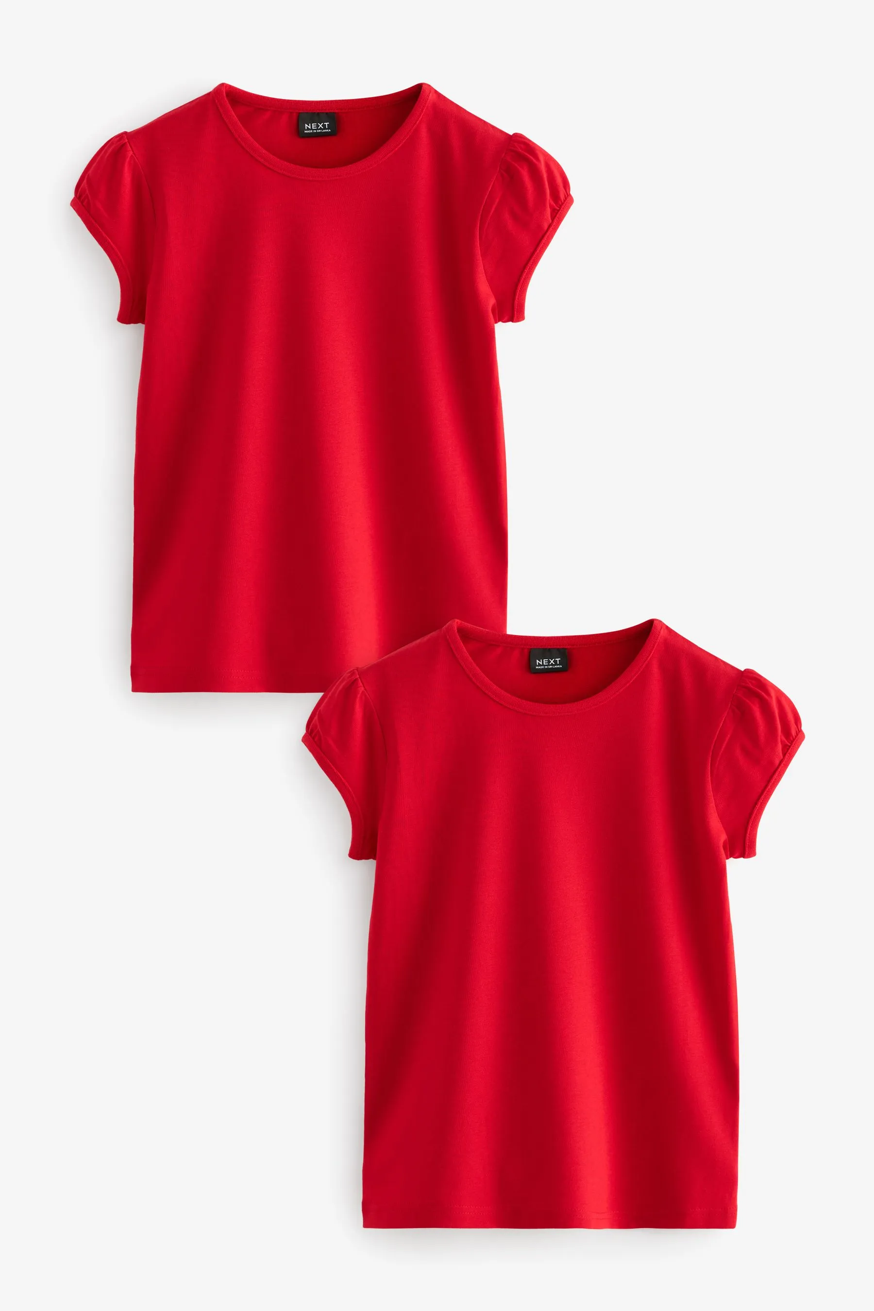 100% Cotton Puff Sleeve T-Shirts 2 Pack (3-16yrs)    
