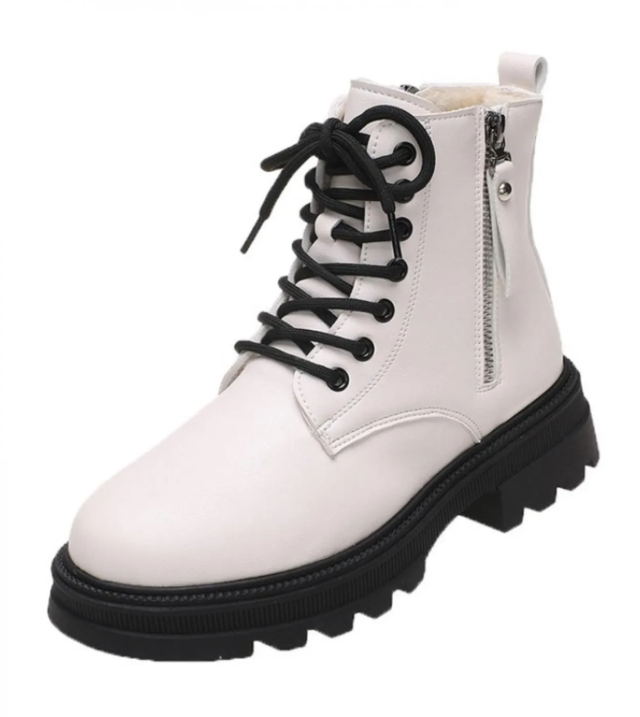 2022 nuovi stivali Martin autunno inverno piattaforma donna stivaletti neri per donna scarpe stile britannico peluche corte Zip