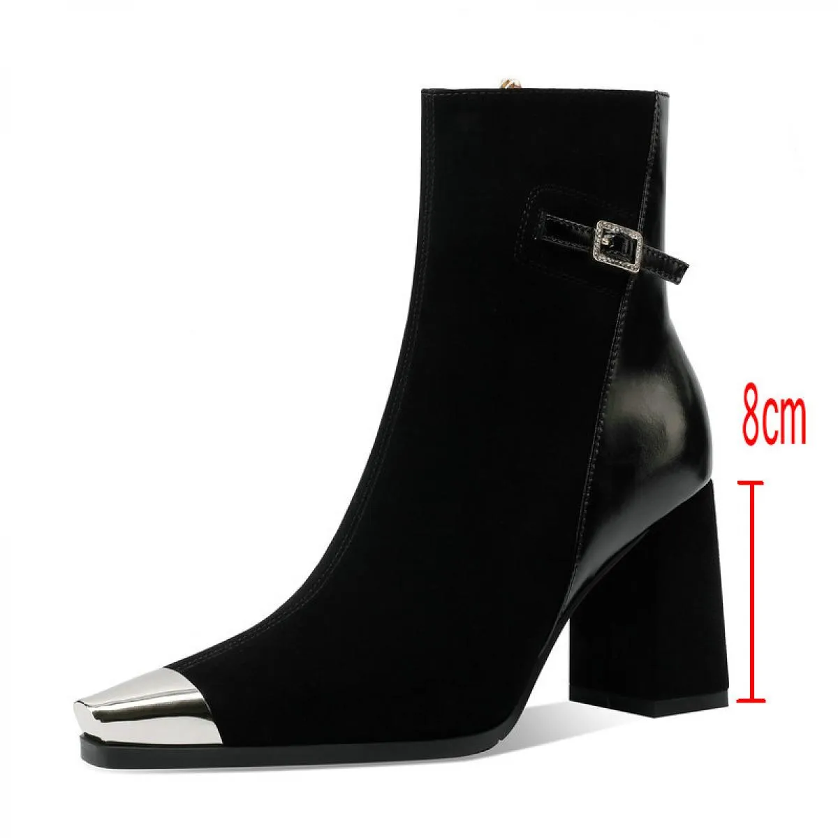 2024 Stivaletti da donna Autunno Inverno Vera pelle Tacchi alti spessi Scarpe Donna Stivali elasticizzati da lavoro casual