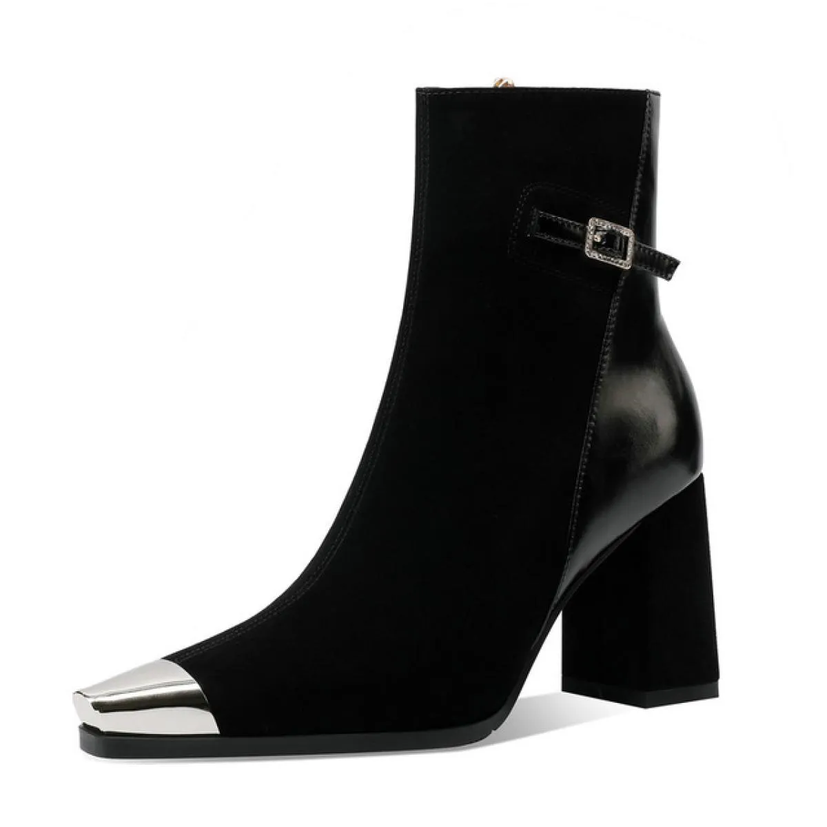 2024 Stivaletti da donna Autunno Inverno Vera pelle Tacchi alti spessi Scarpe Donna Stivali elasticizzati da lavoro casual