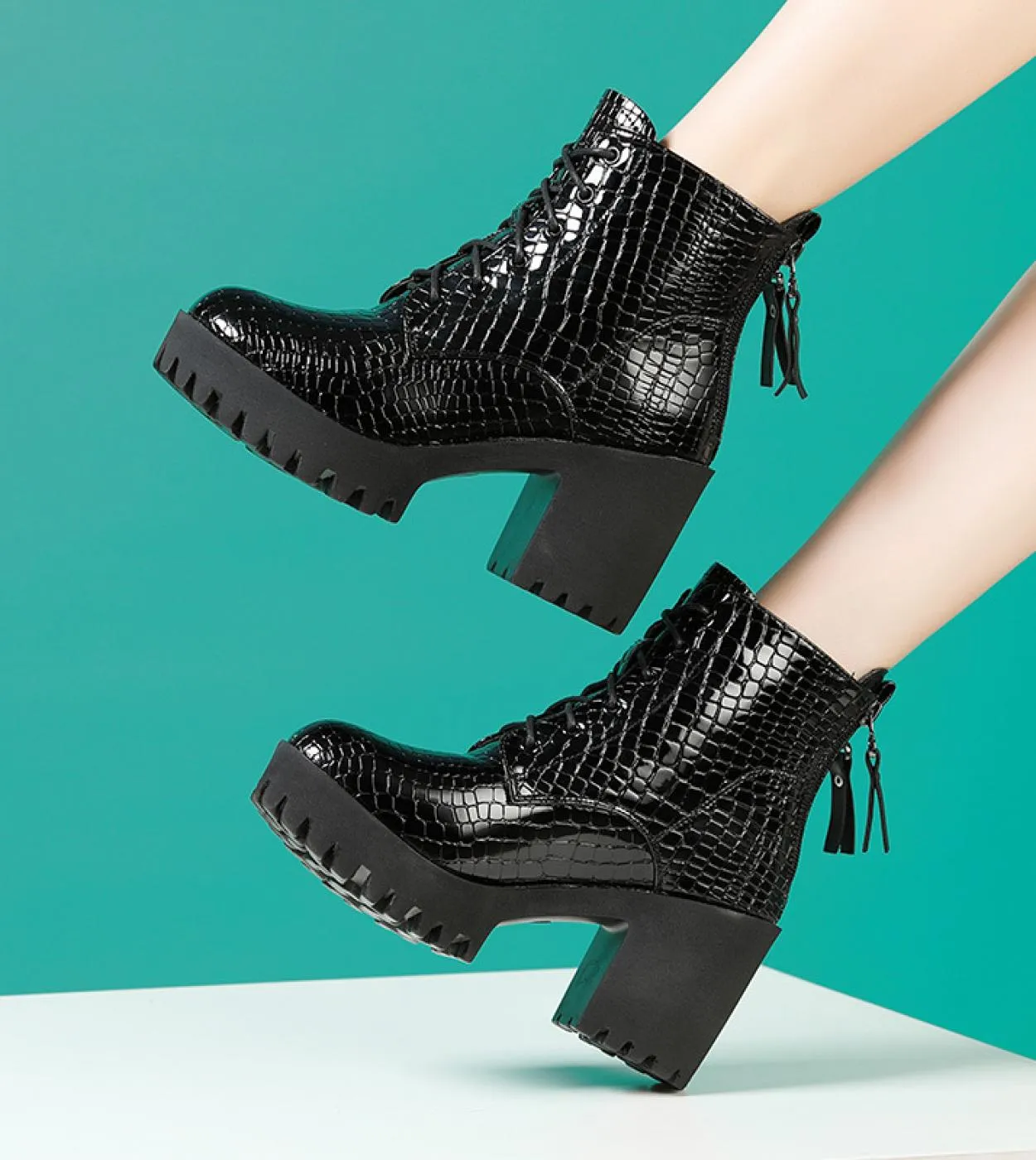 32 43 Stivali sportivi in ​​​​pelle verniciata moda Scarpe da donna Stivaletti Stivali neri elastici invernali Zapatillas Mujer