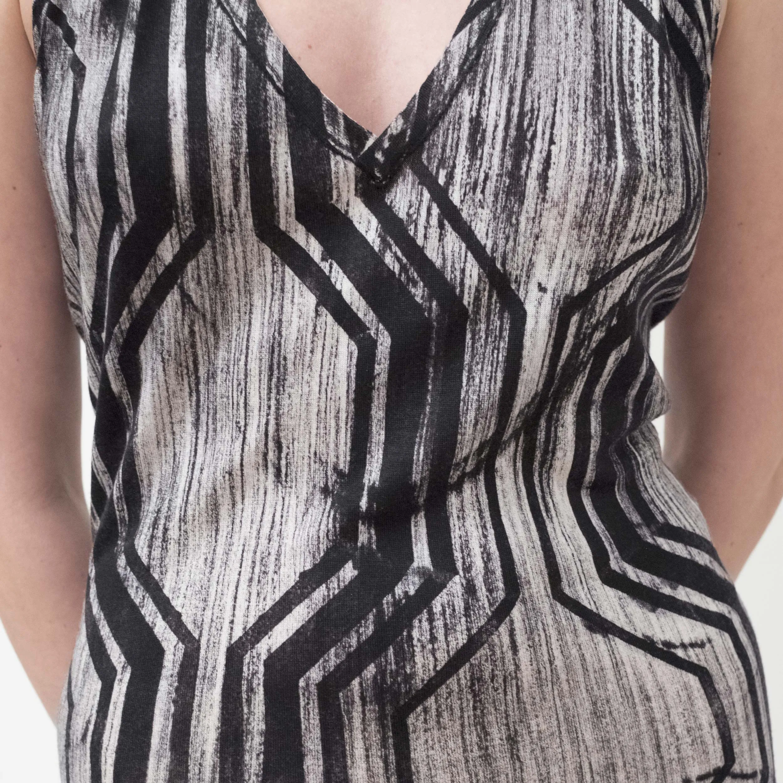 Abito Lungo in Cashmere e Seta Geometrico