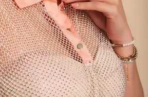 Abito sfoderato in rete con strass, rosa