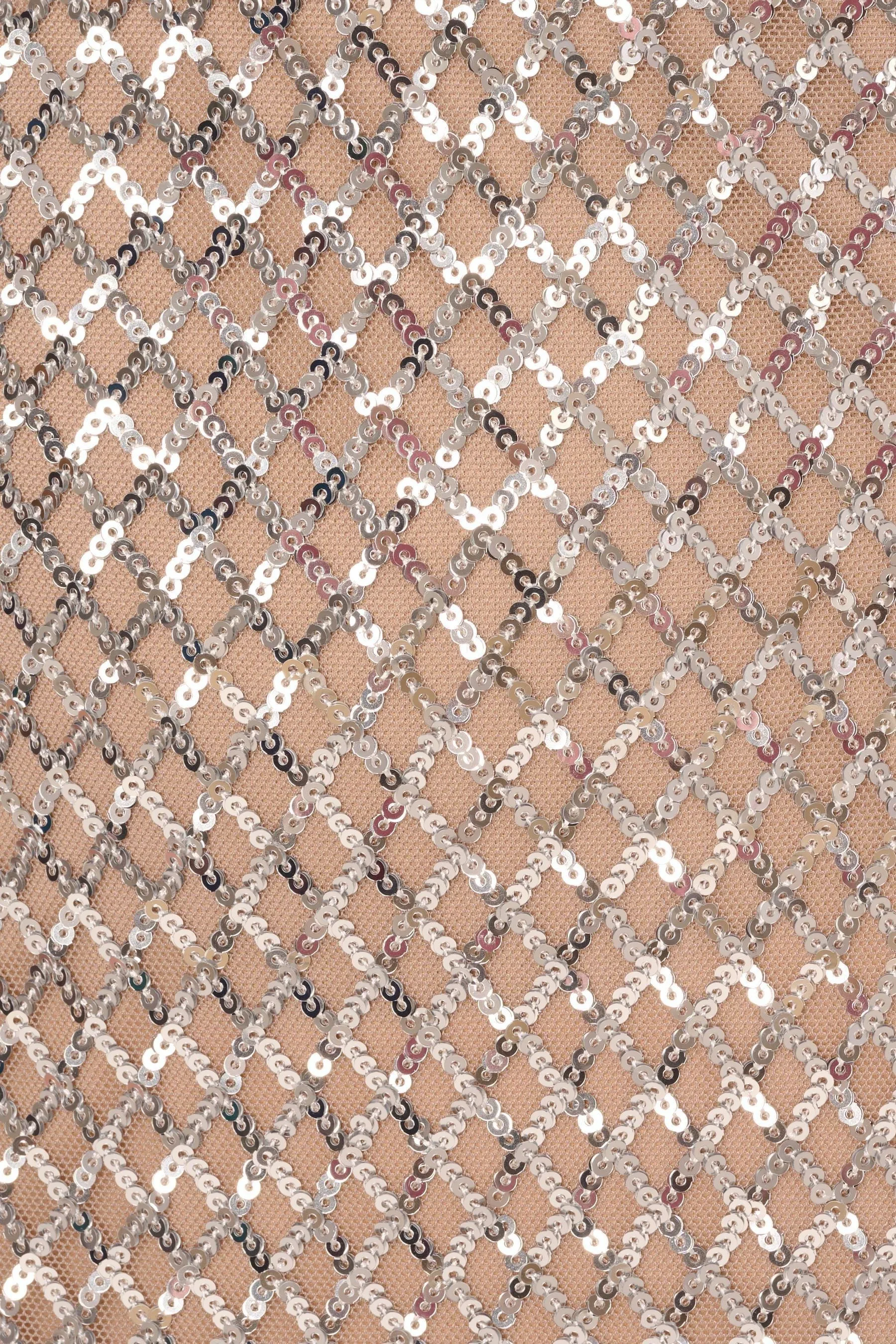 Adrianna Papell Argento - Abito da sera con Paillettes colonna