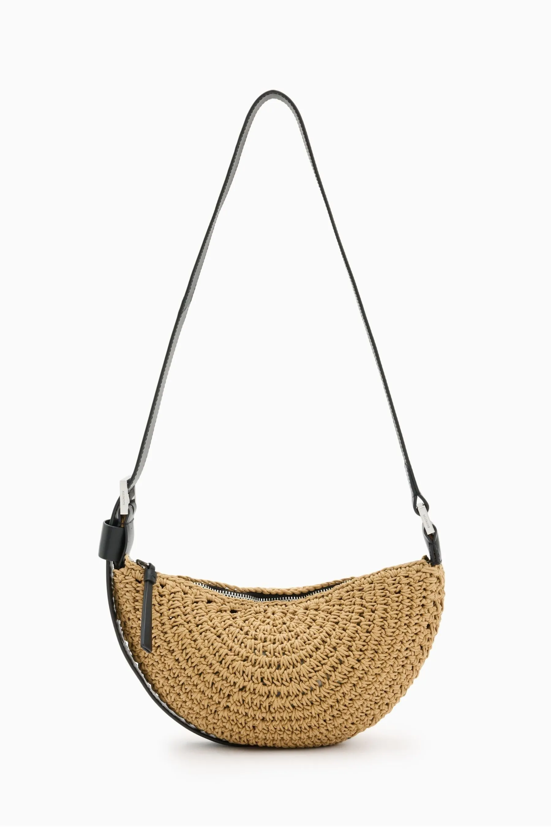 AllSaints - Borsa a tracolla a mezzaluna con nodo    