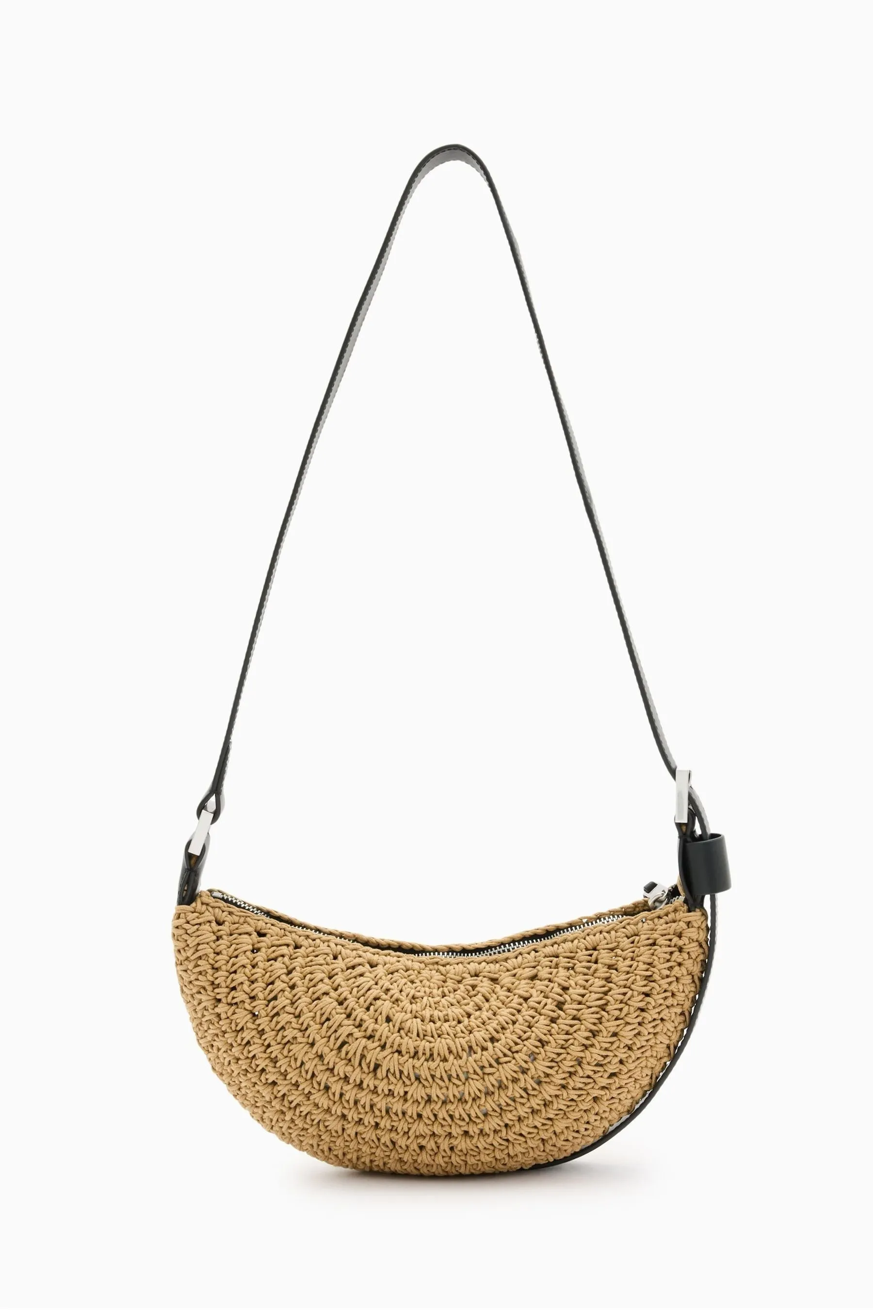 AllSaints - Borsa a tracolla a mezzaluna con nodo    