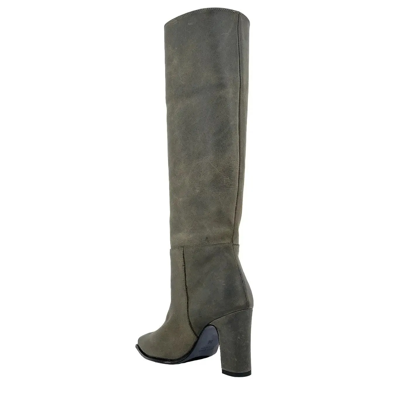 AME Scarpe Greta Stivale Alto Donna, Pelle Pieno Fiore, Tacco, Grigio