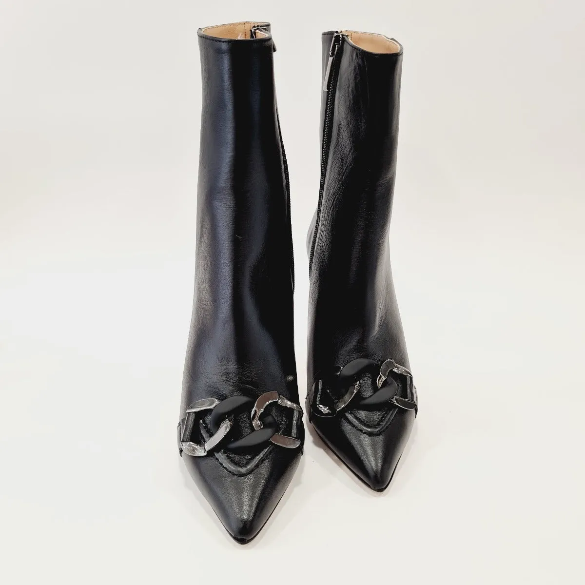 Andrea Pinto Tronchetto tacco alto 10 cm. Pelle Nero accessorio catena rif.420