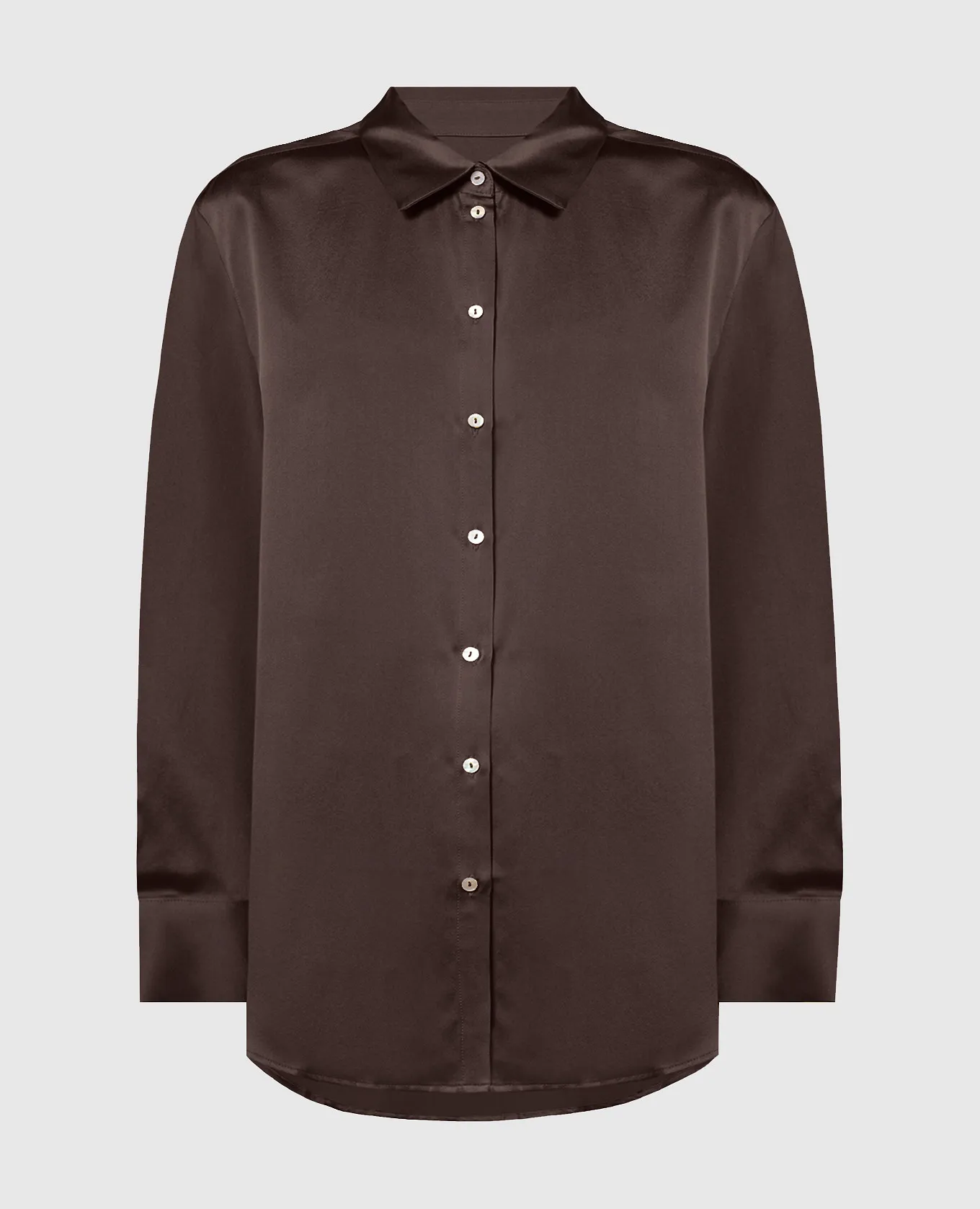 Asceno Camicia pigiama in seta marrone ESPRESSO T001F03C397