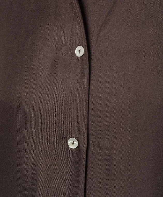 Asceno Camicia pigiama in seta marrone ESPRESSO T001F03C397