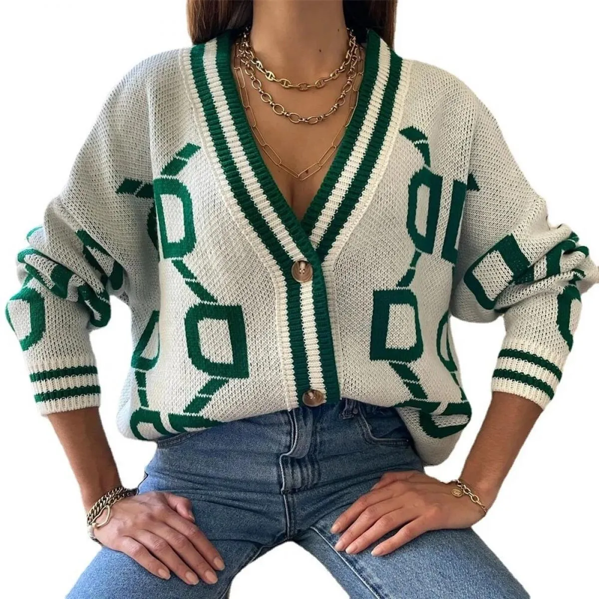 Autunno Inverno Nuove donne Cardigan lavorato a maglia Cappotto maglione allentato Cardigan Abbigliamento donna