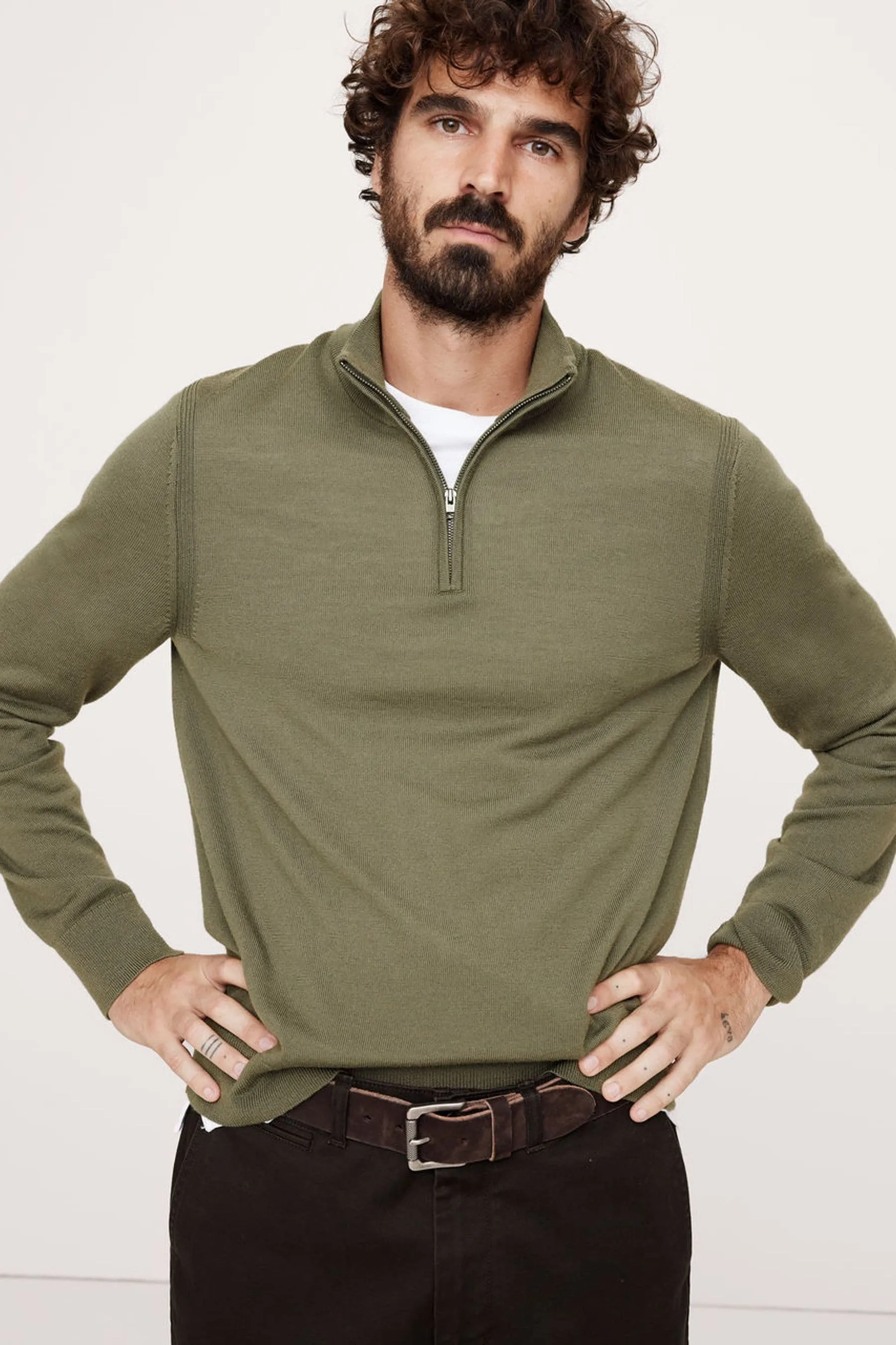 Banana Republic Lana Merino Italiana Mezza Zip Maglione    