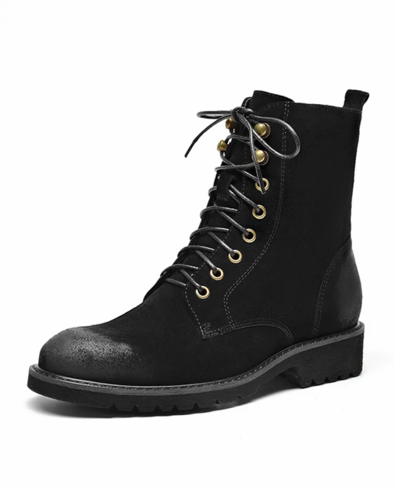 Beautoday Stivaletti Donna Pelle Scamosciata Mucca Cerniera Laterale Cerniera Punta Rotonda Scarpe Moda Donna Inverno Fatte A Ma
