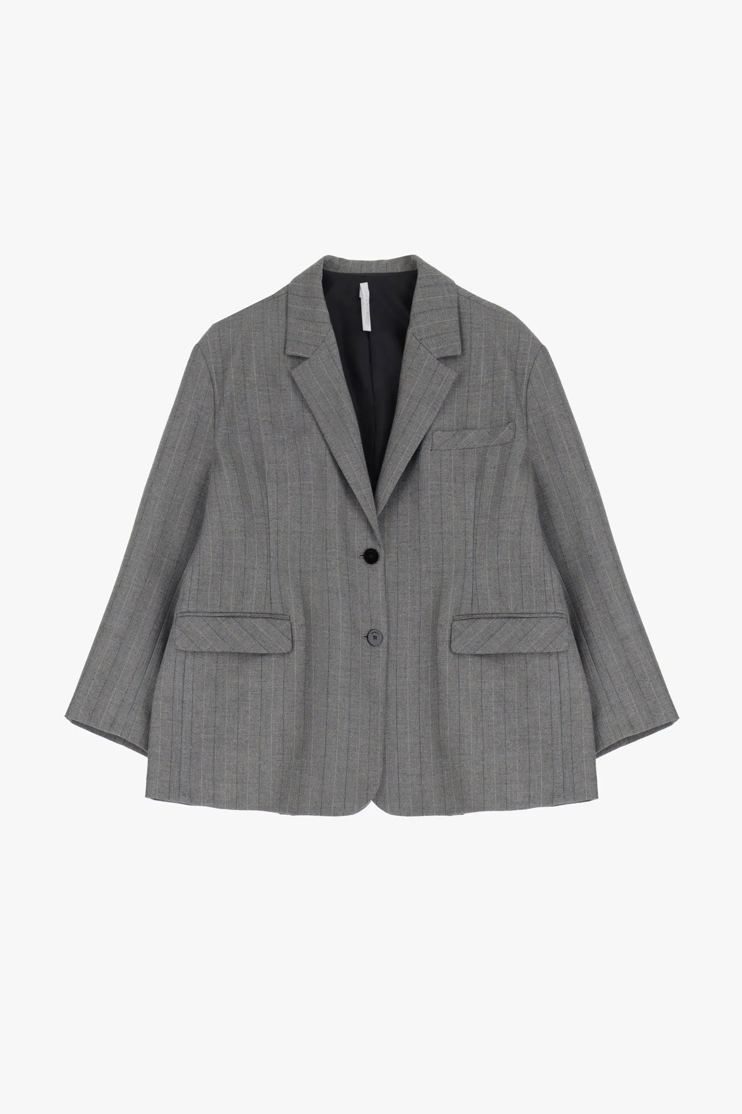  Blazer gessato con tasche a pattina     