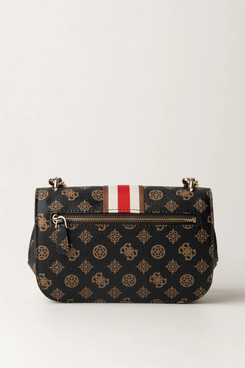 Borsa a tracolla Nelka con banda a contrasto MOCHA LOGO