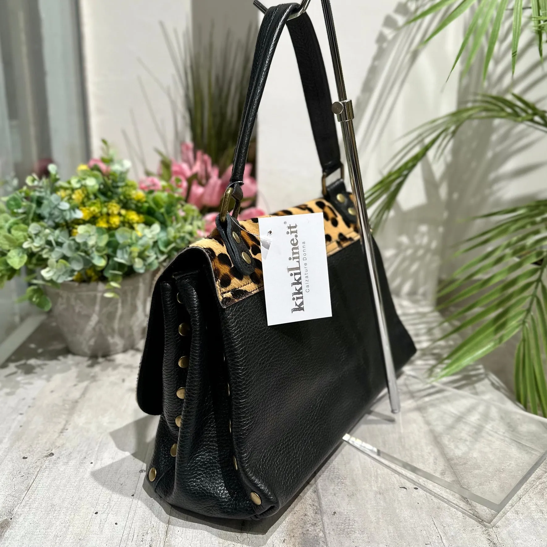 Borsa a Valigetta a Mano Tracolla interna Dettagli Leopardata Cavallino