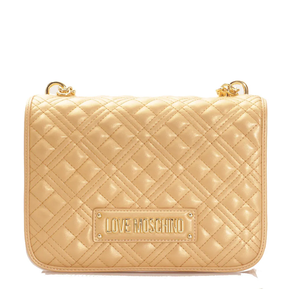 Borsa Donna a Spalla e Tracolla LOVE MOSCHINO linea Quilted Oro Laminato