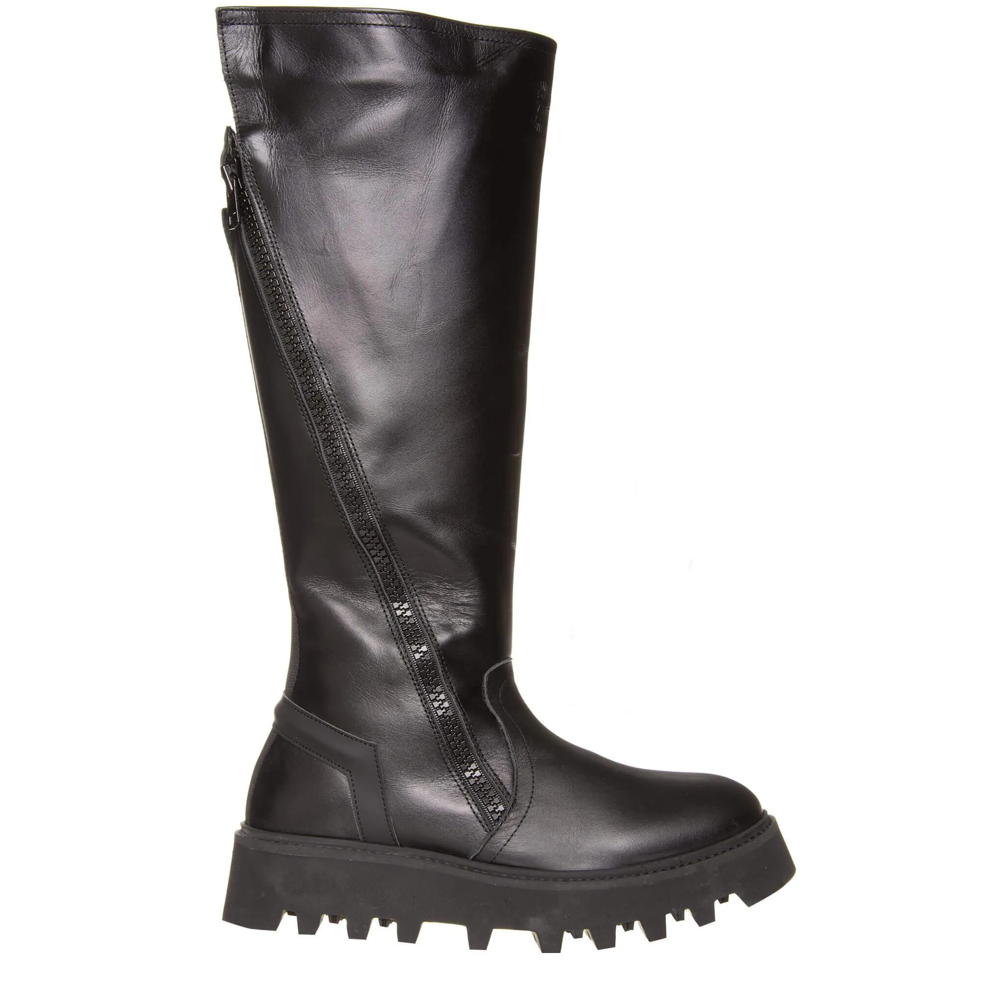 Bruno Bordese Stivale Finger Donna, Biker Alti, Pelle, Nero