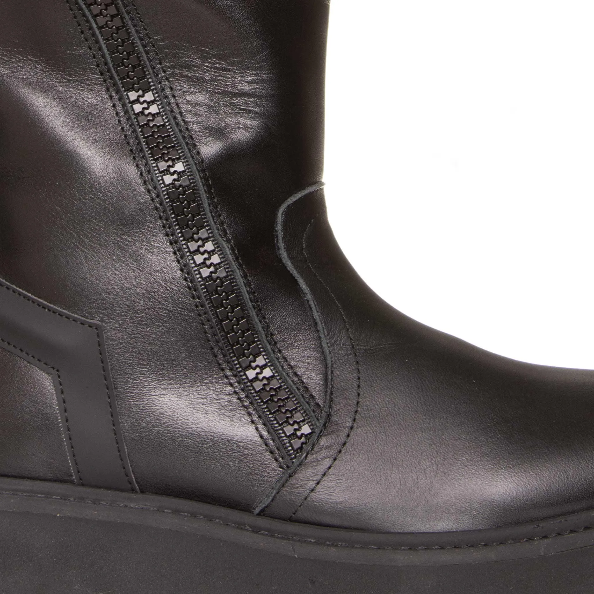 Bruno Bordese Stivale Finger Donna, Biker Alti, Pelle, Nero