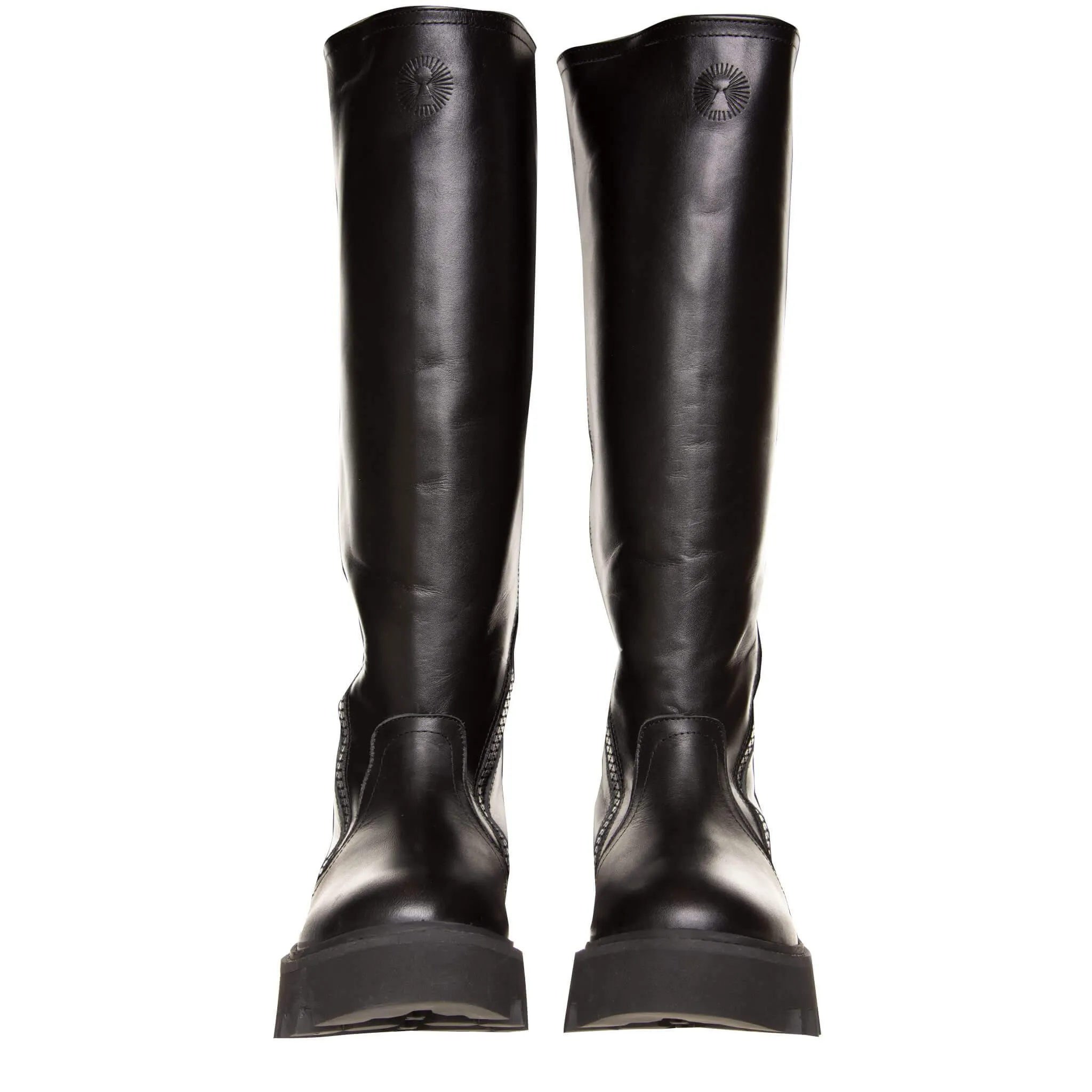 Bruno Bordese Stivale Finger Donna, Biker Alti, Pelle, Nero