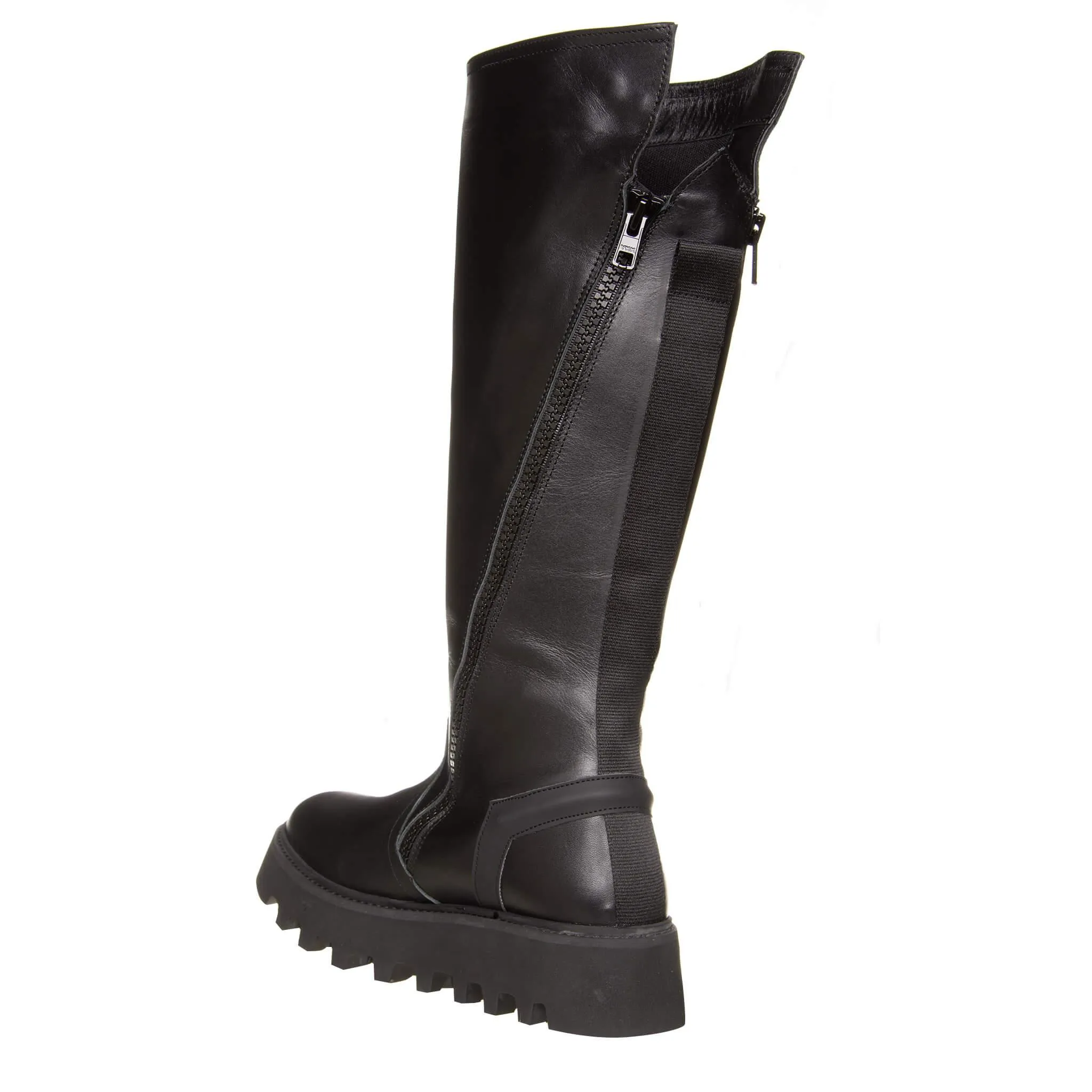 Bruno Bordese Stivale Finger Donna, Biker Alti, Pelle, Nero