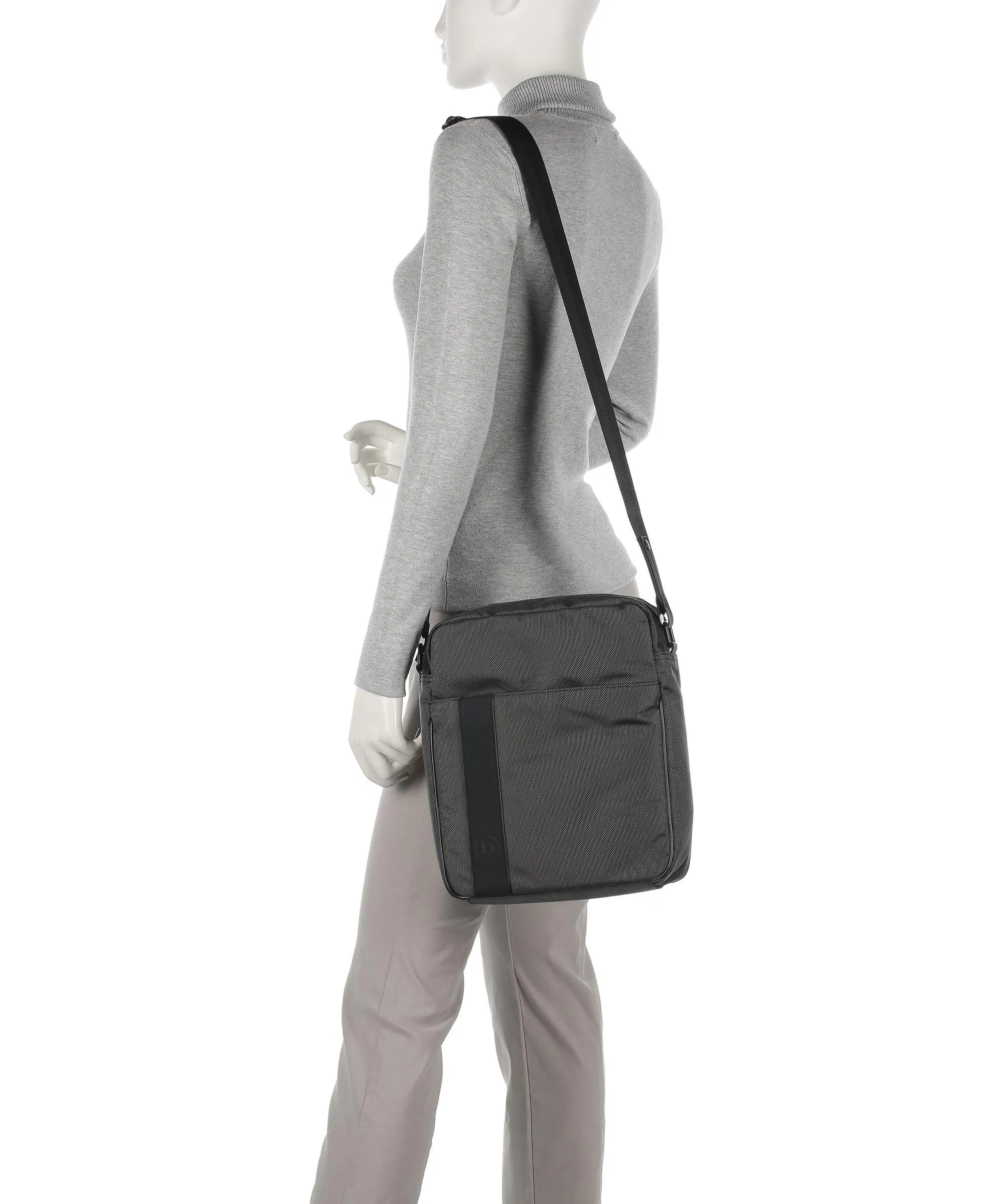  Bugatti Domani Borsa a tracolla 13″ poliestere grigio scuro  