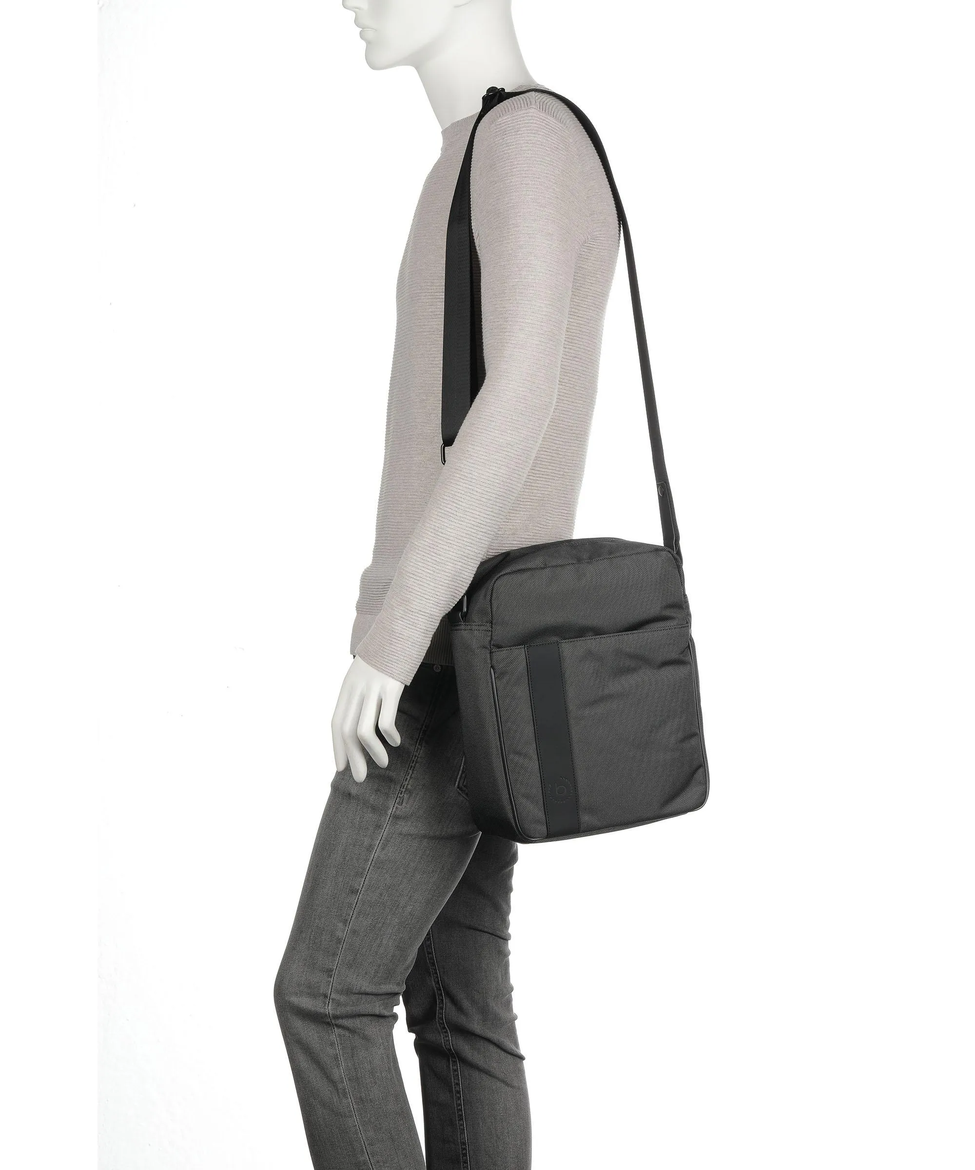  Bugatti Domani Borsa a tracolla 13″ poliestere grigio scuro  
