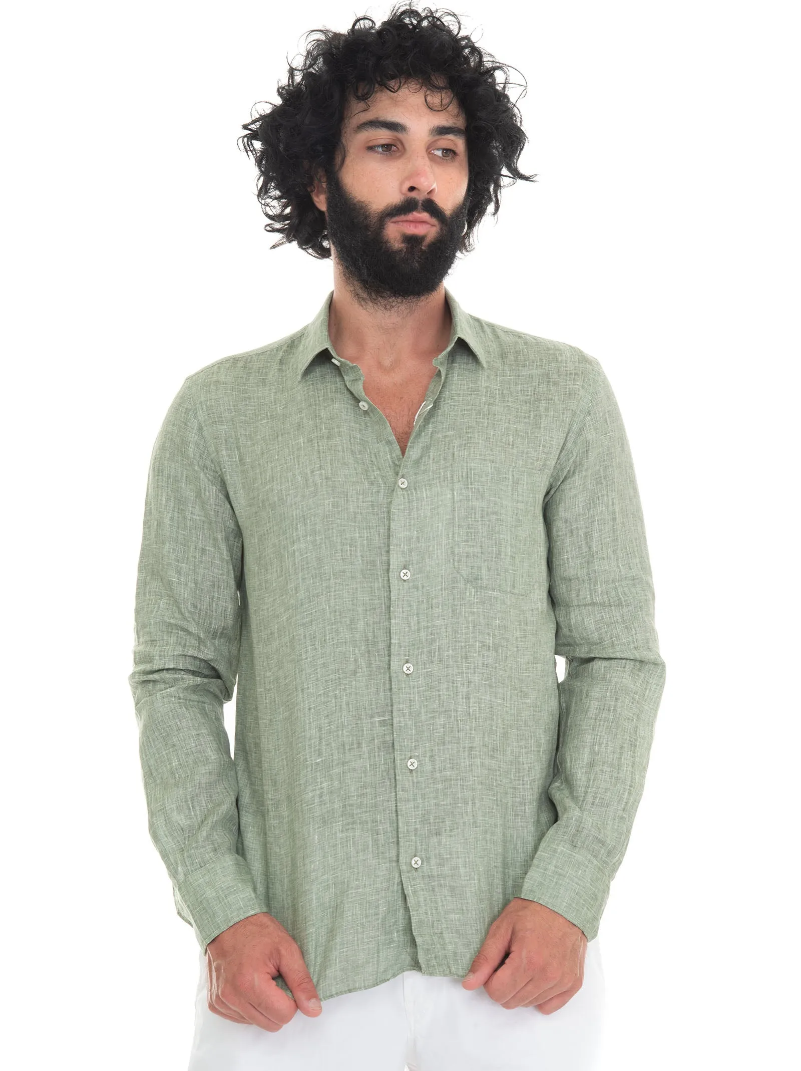 Camicia casual Verde Vincenzo De Lauziers Uomo