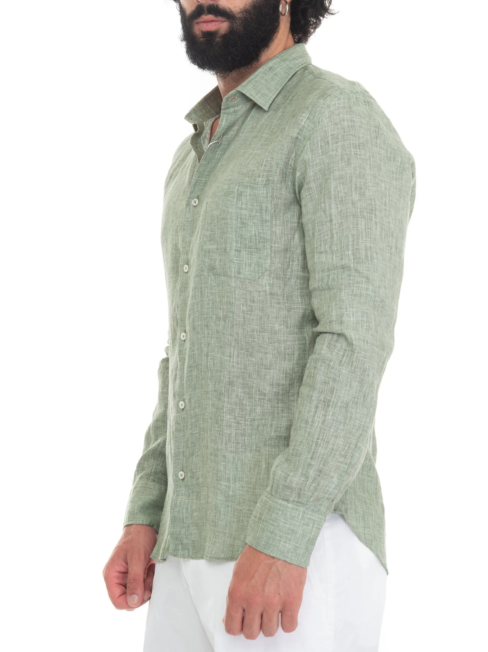 Camicia casual Verde Vincenzo De Lauziers Uomo