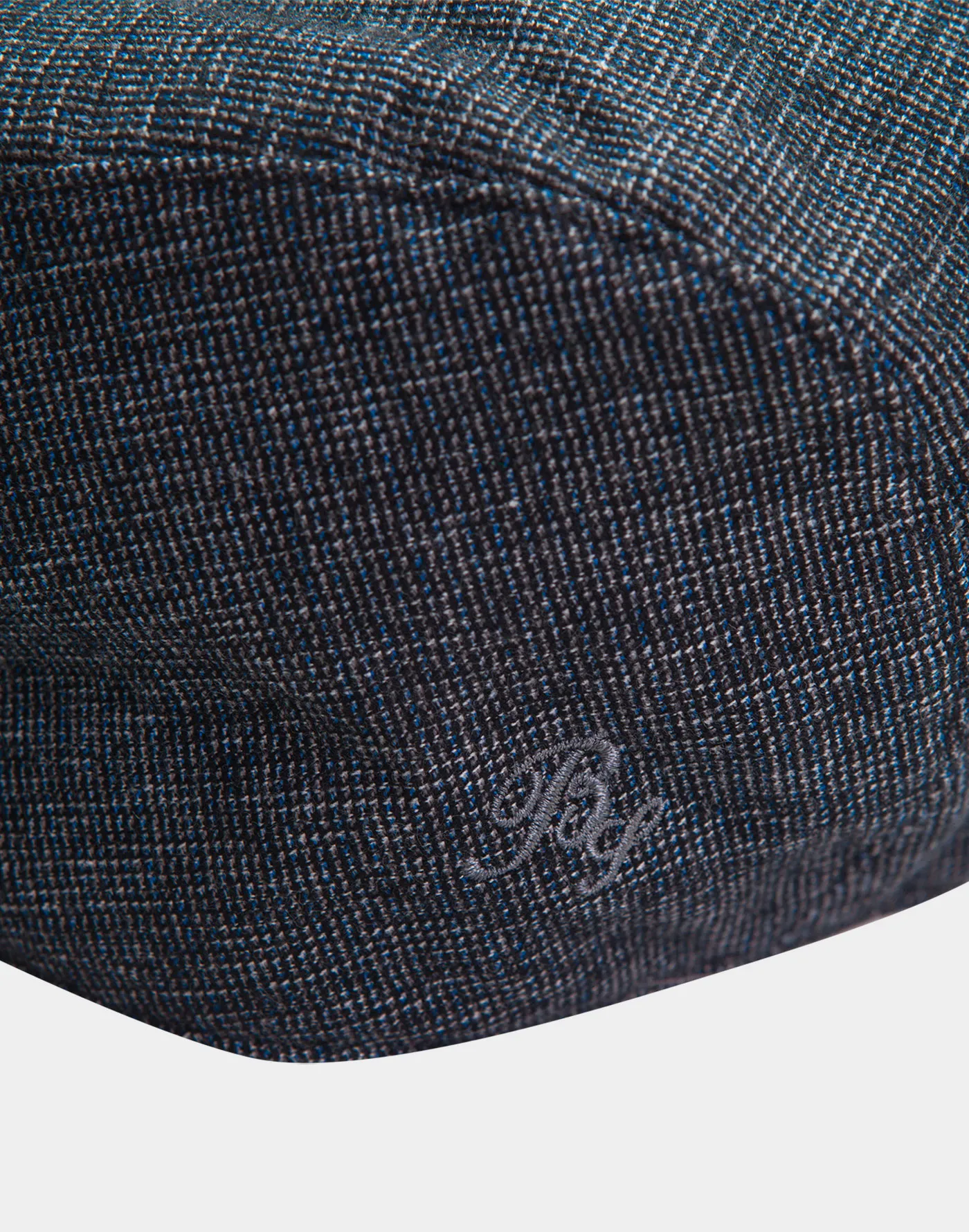 Cappello coppola in cotone celeste con fantasia pied de poule
