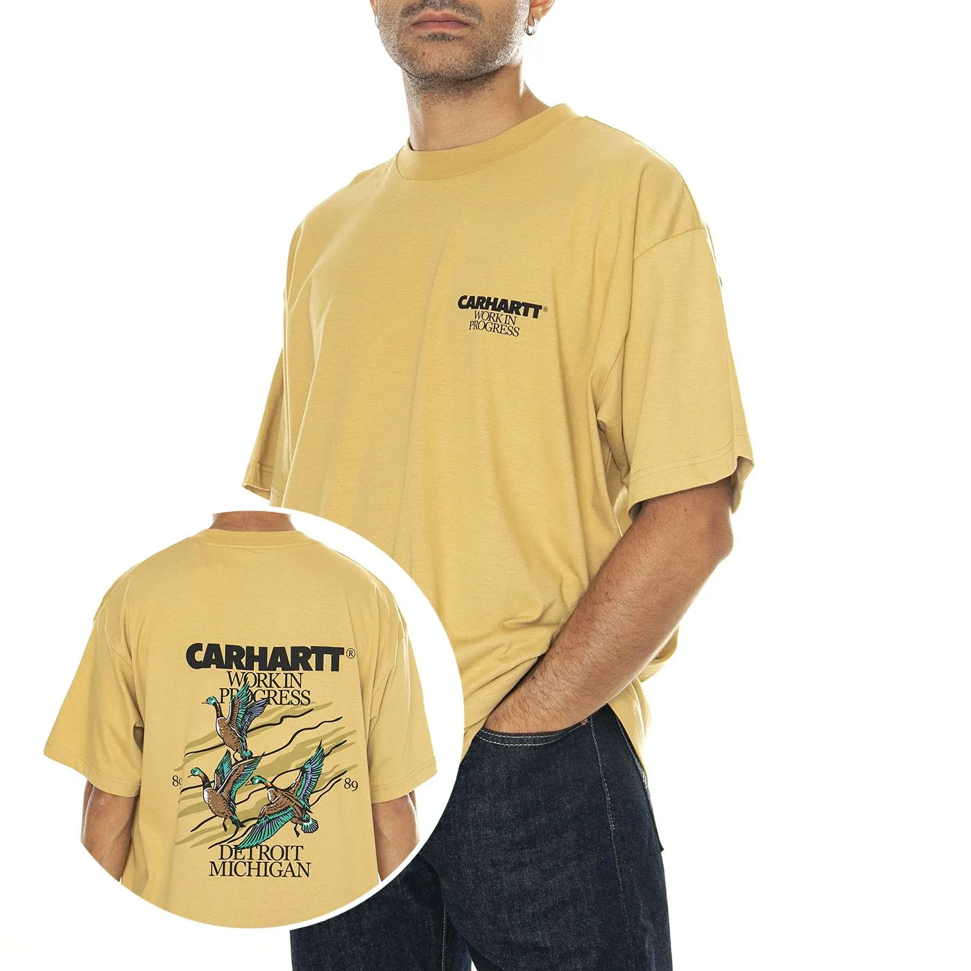 CARHARTT WIP S/S Ducks T-Shirt Bourbon - Maglietta Girocollo Uomo Gialla    