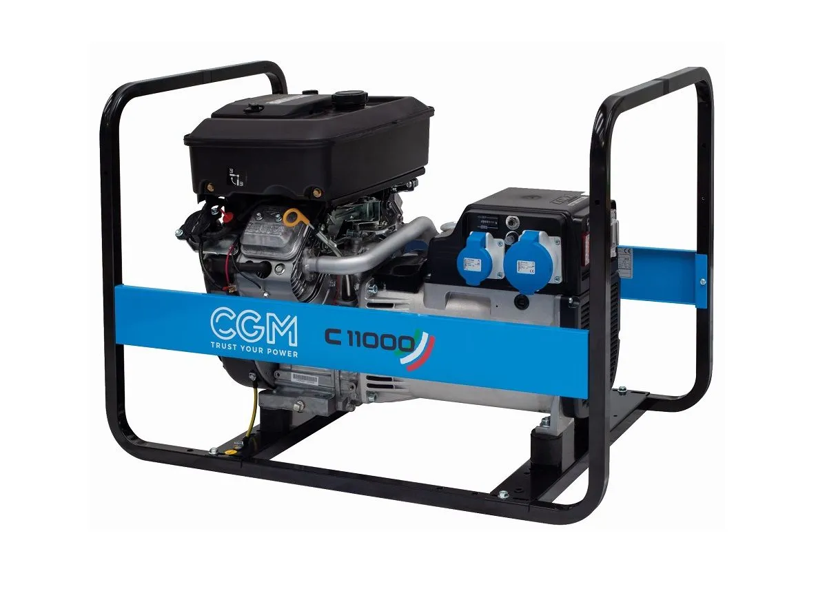 CGM Gruppo elettrogeno C11000 Generatore di corrente portatile a benzina 9.0kW, monofase 230V, con sistema di avviamento a strap