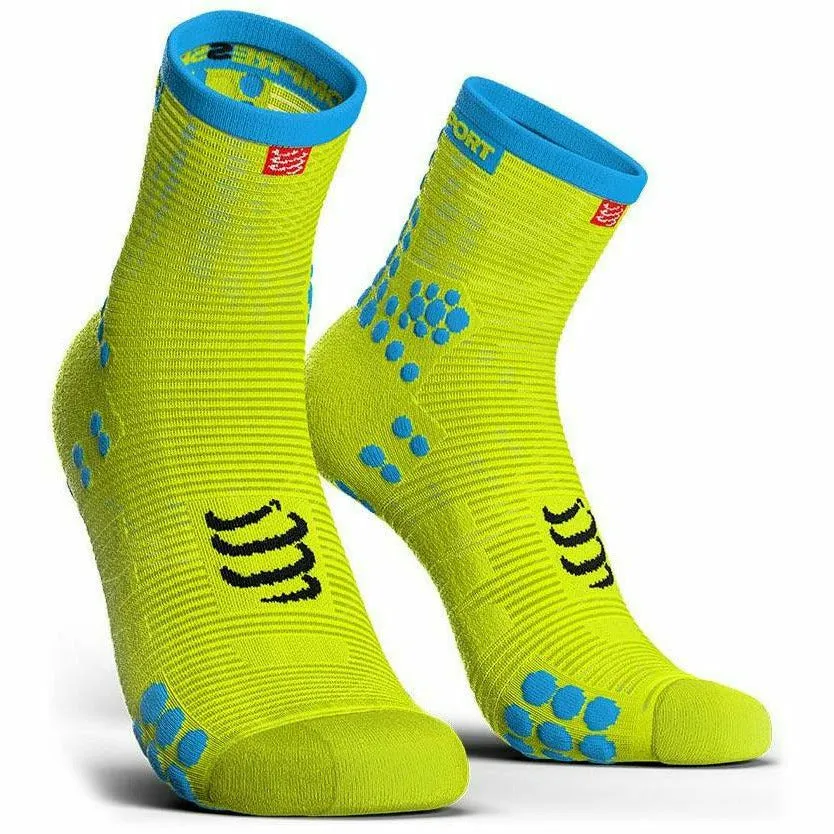 Compressport Pro Racing Socks V3 Run HIGH Fluo Yellow - Calza Running
