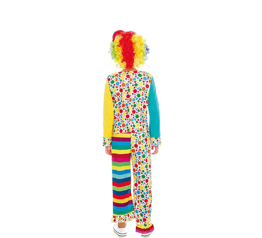 Costume da pagliaccio multicolore con cravatta per bambina