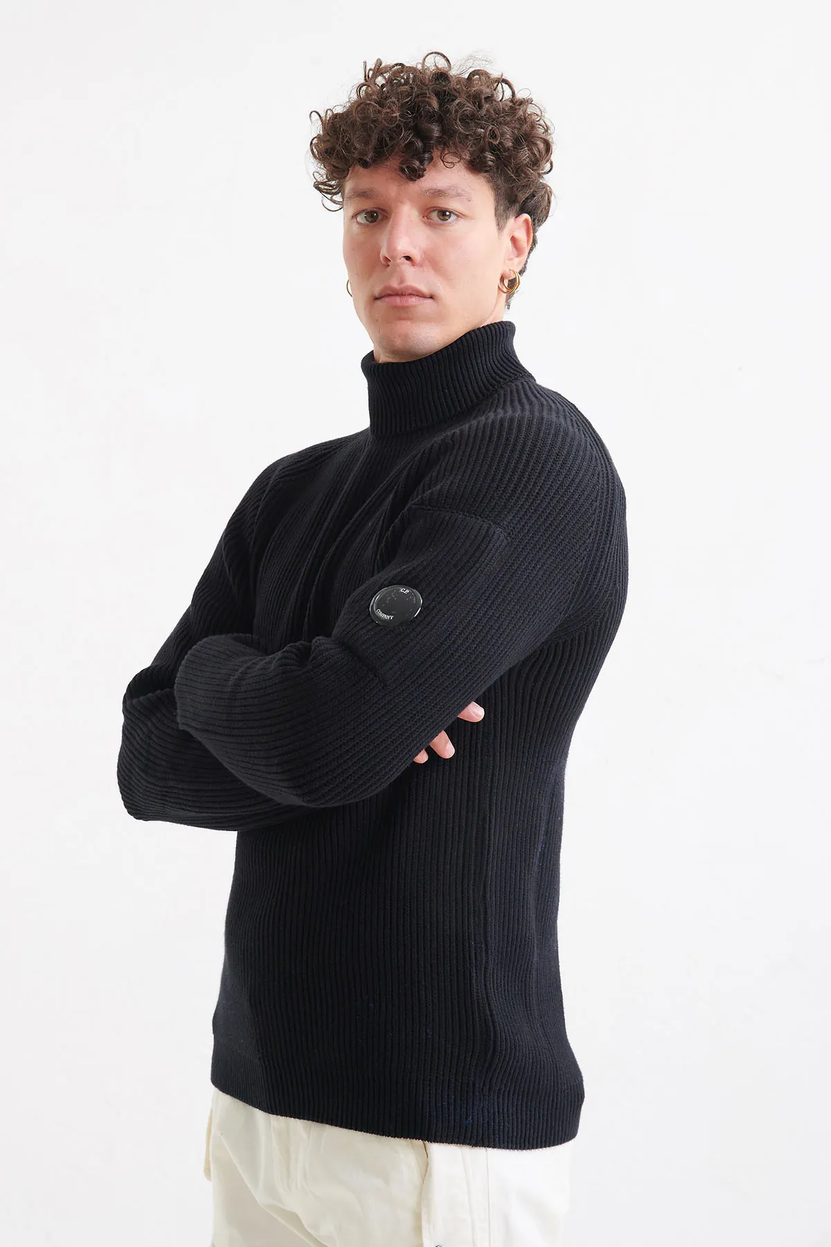 C.P. COMPANY Maglia a collo alto a costa inglese