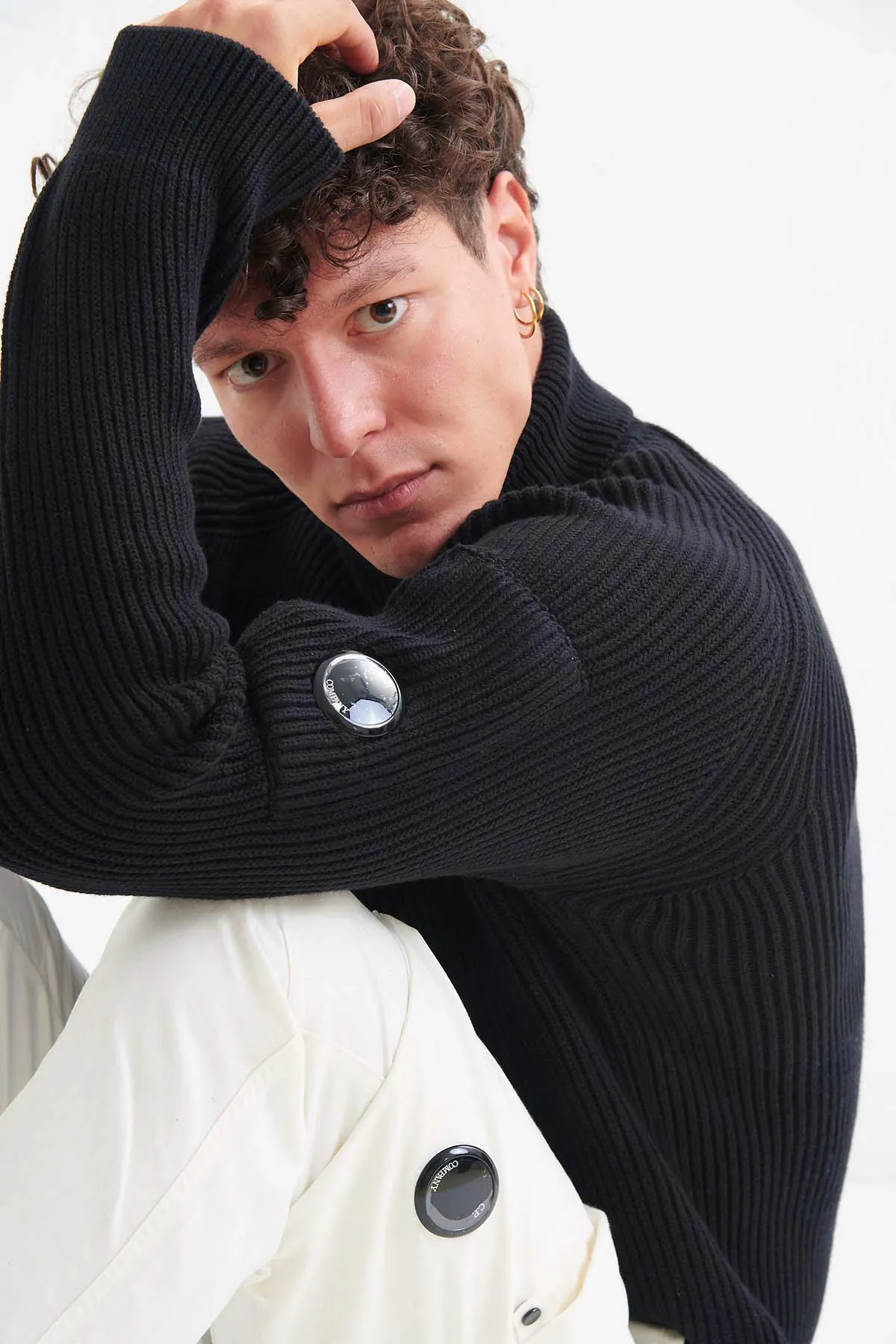 C.P. COMPANY Maglia a collo alto a costa inglese