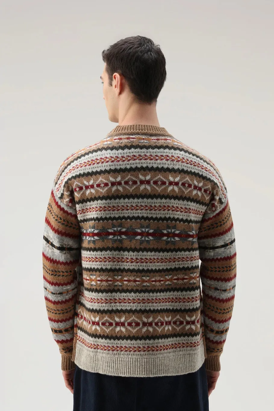 Crewneck sweater with Woolrich / Beige pattern