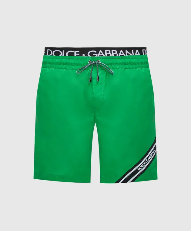 Dolce&Gabbana Shorts da bagno con logo verde M4E71TFUSFW