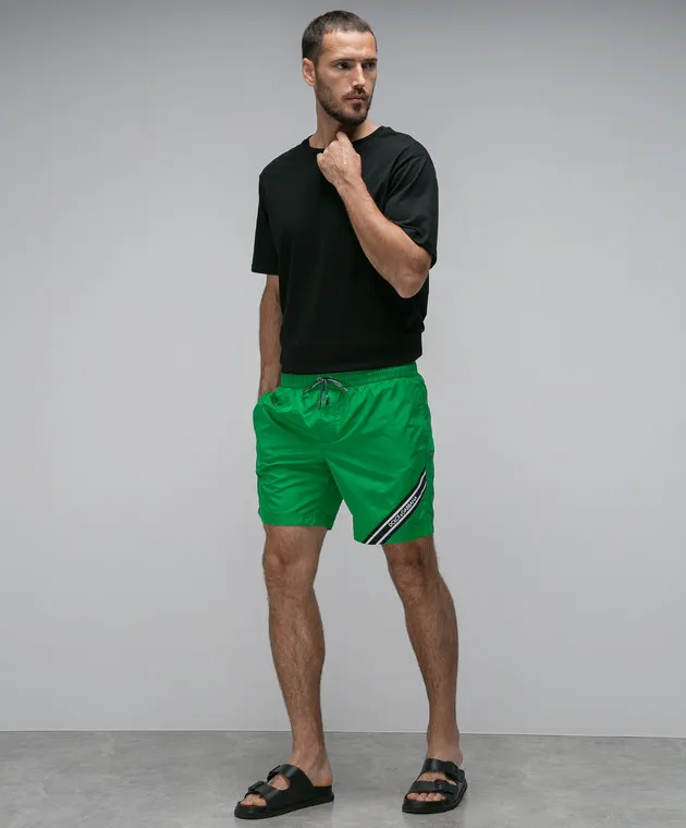 Dolce&Gabbana Shorts da bagno con logo verde M4E71TFUSFW