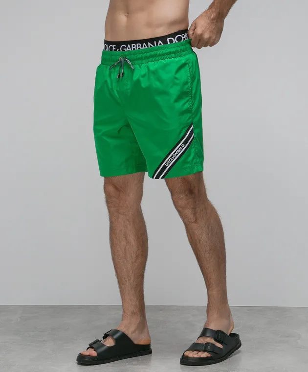 Dolce&Gabbana Shorts da bagno con logo verde M4E71TFUSFW