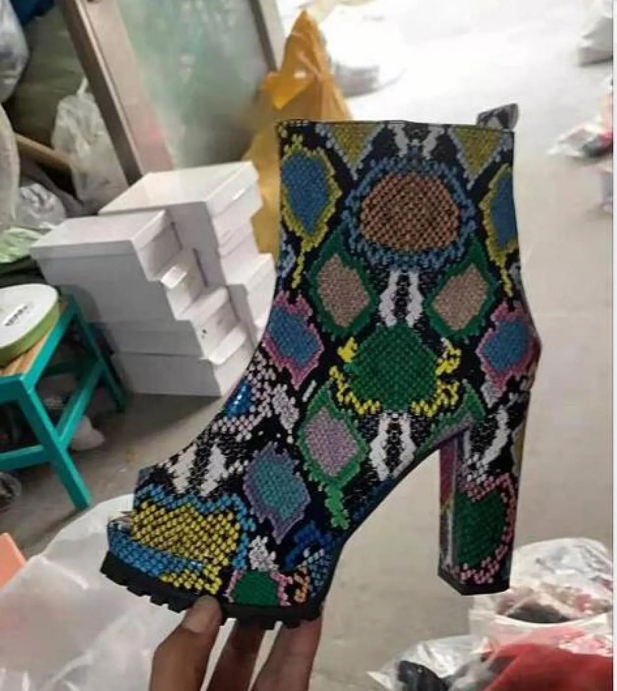 Donna Zip Peep Toe Stivaletti leopardati Autunno Nuove signore Modello serpente Piattaforma Tacchi alti spessi Moda femminile Pr