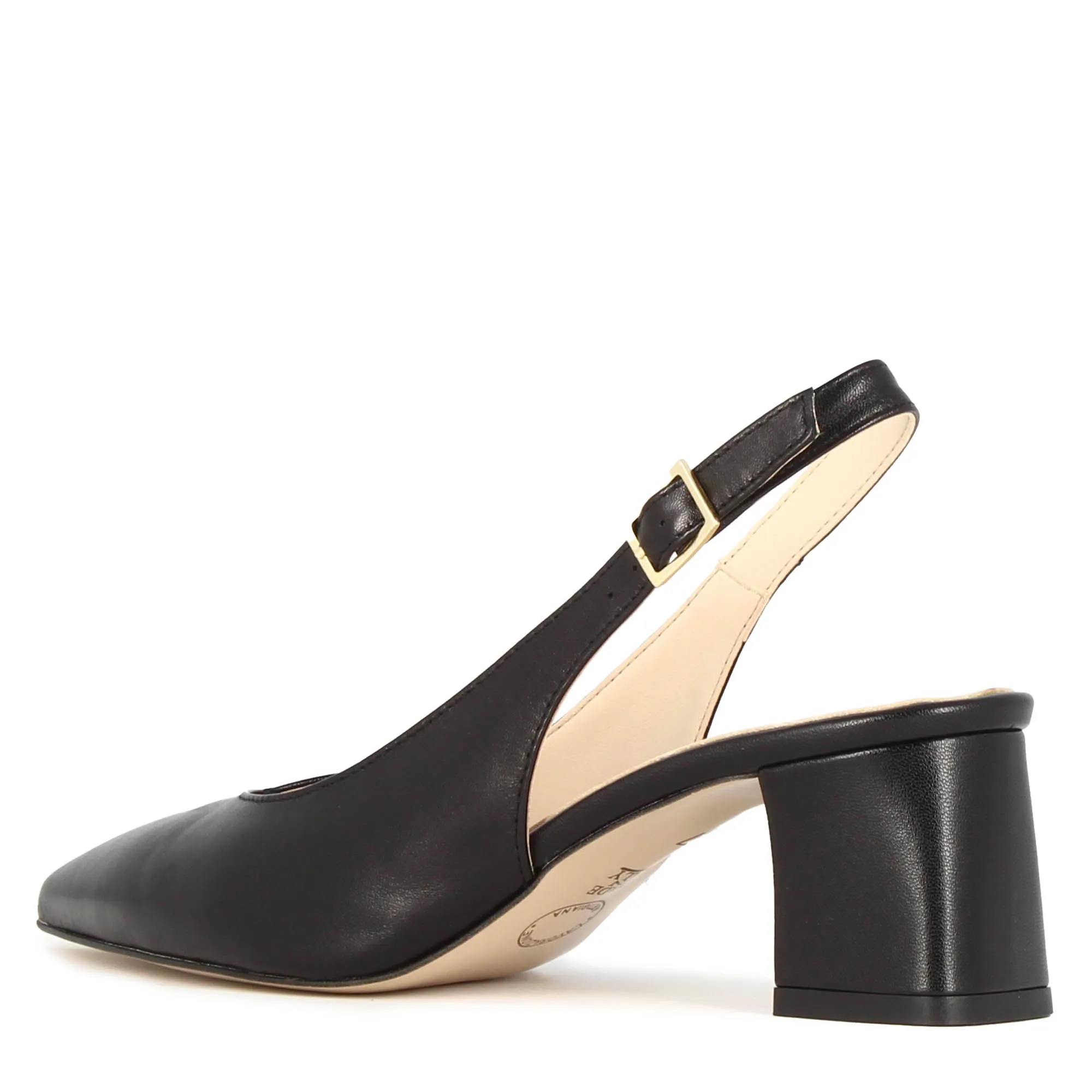 Décolleté slingback da donna in pelle colore nero con tacco medio