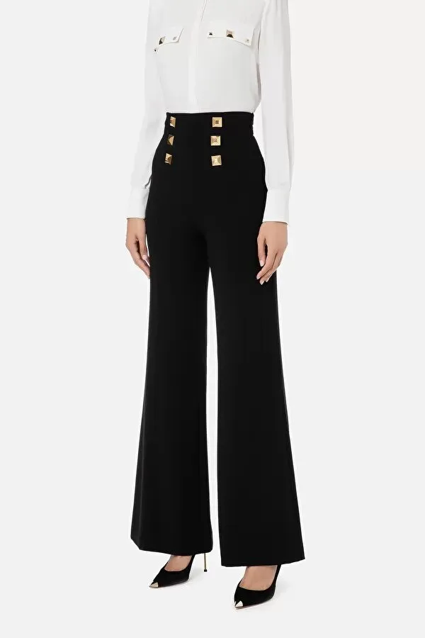ELISABETTA FRANCHI Pantalone a palazzo con maxi borchie