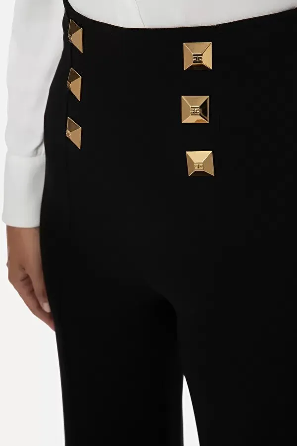 ELISABETTA FRANCHI Pantalone a palazzo con maxi borchie