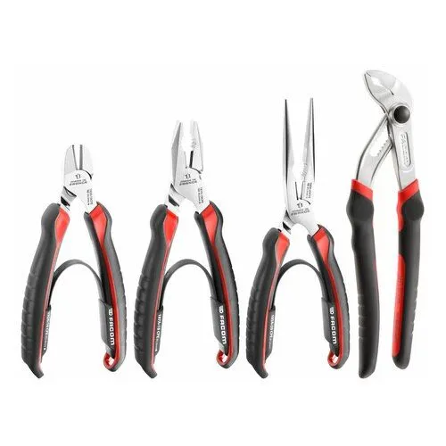 Facom 4-Pezzi Set di pinze Ad angolo, Diritto Tipo 160 mm, 185 mm, 200 mm, 245 mm Lunghezza