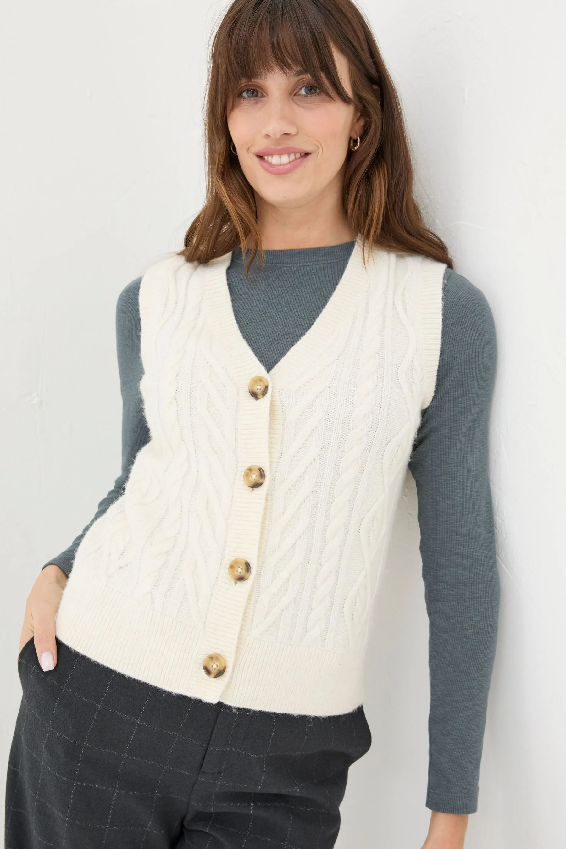 FatFace Cable Button Tank    