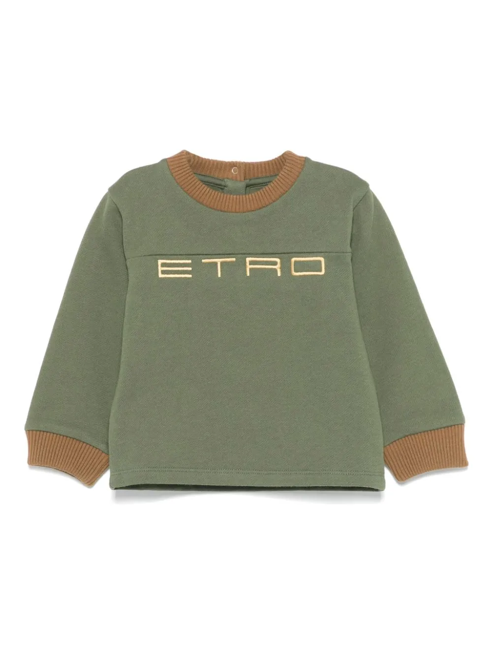 Felpa con ricamo per neonato ETRO KIDS verde con logo sul petto