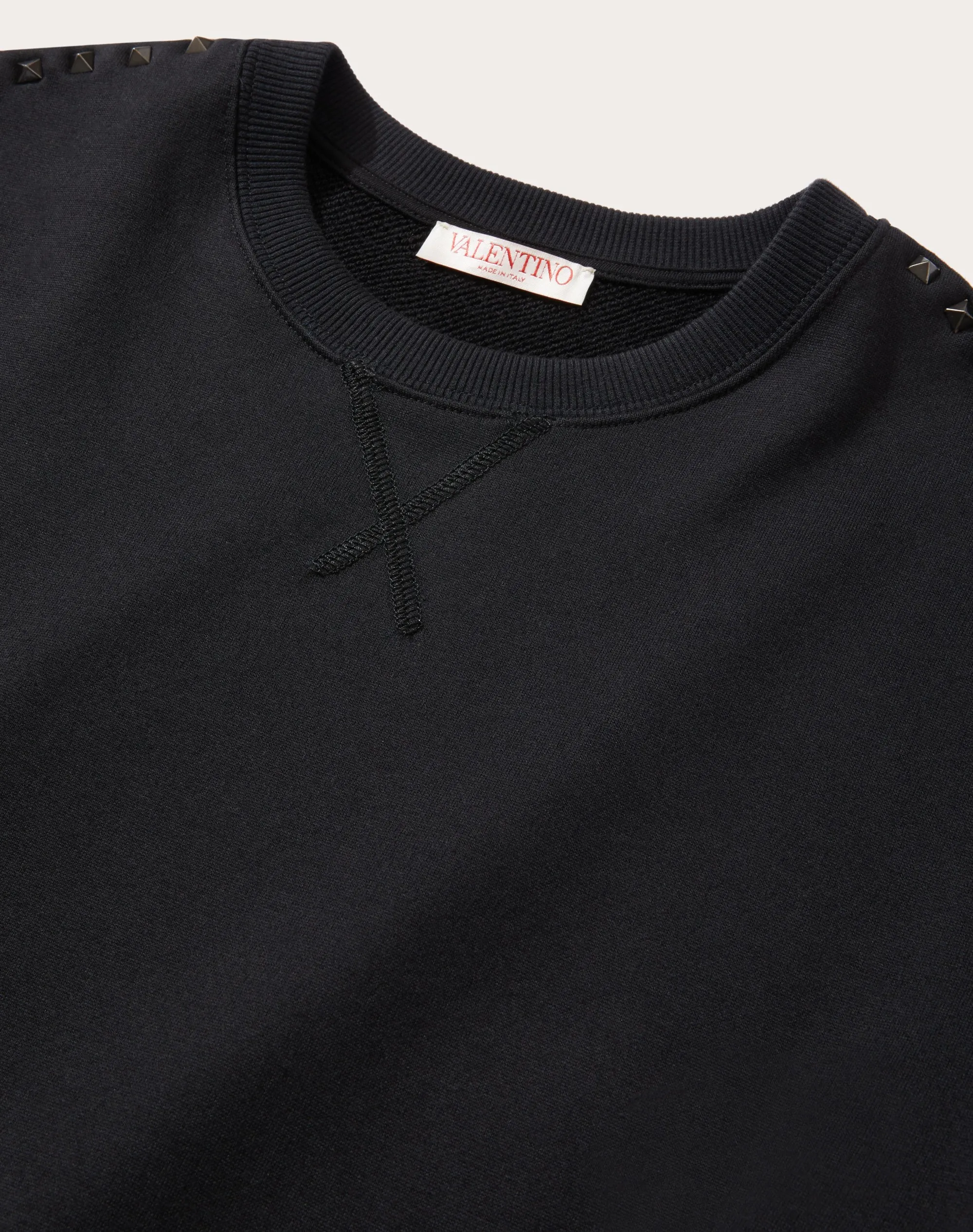 FELPA GIROCOLLO IN COTONE CON BORCHIE BLACK UNTITLED